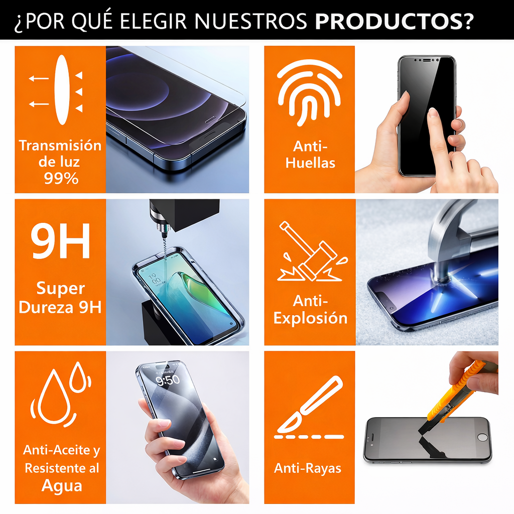 Vidrio templado CLEAR full screen con aplicador samsung/iphone
