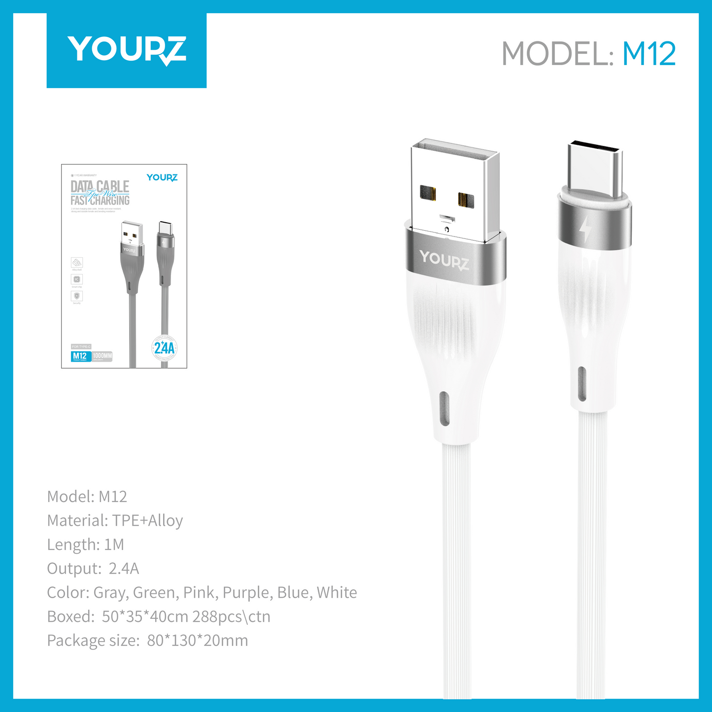Cable Micro USB 1M YOURZ