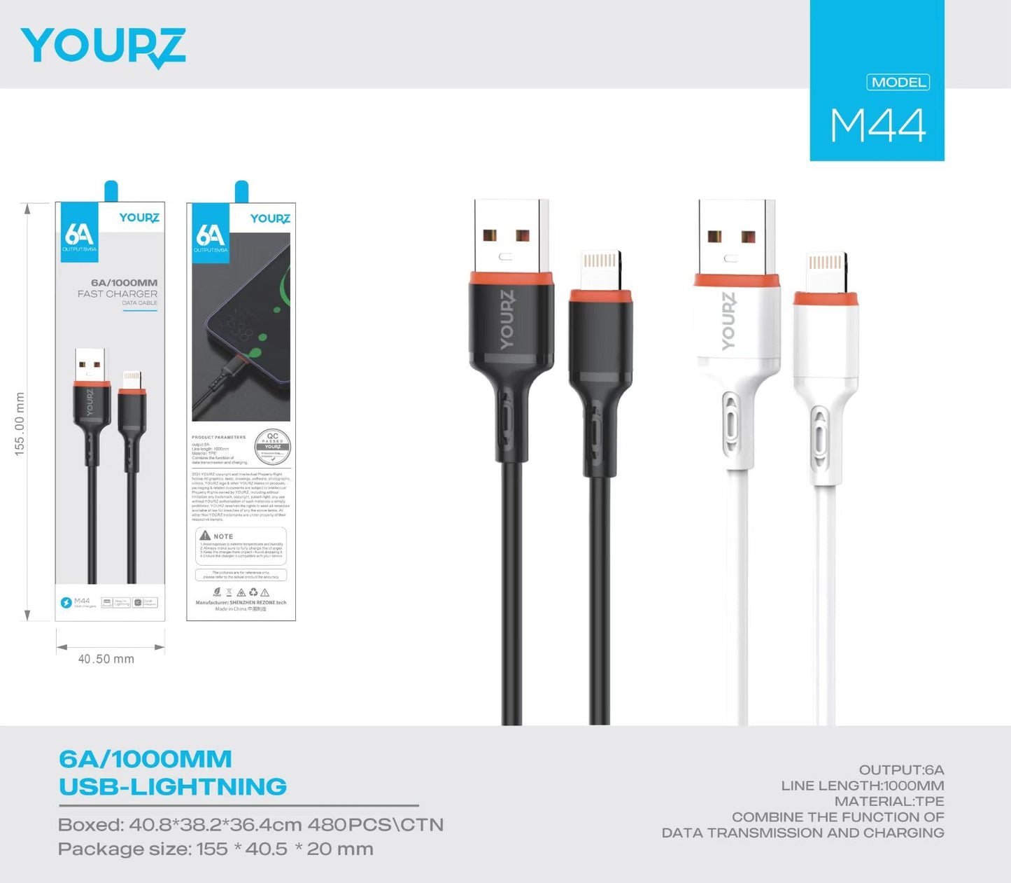Cable 6A Lightning 1M - 1YOURZ