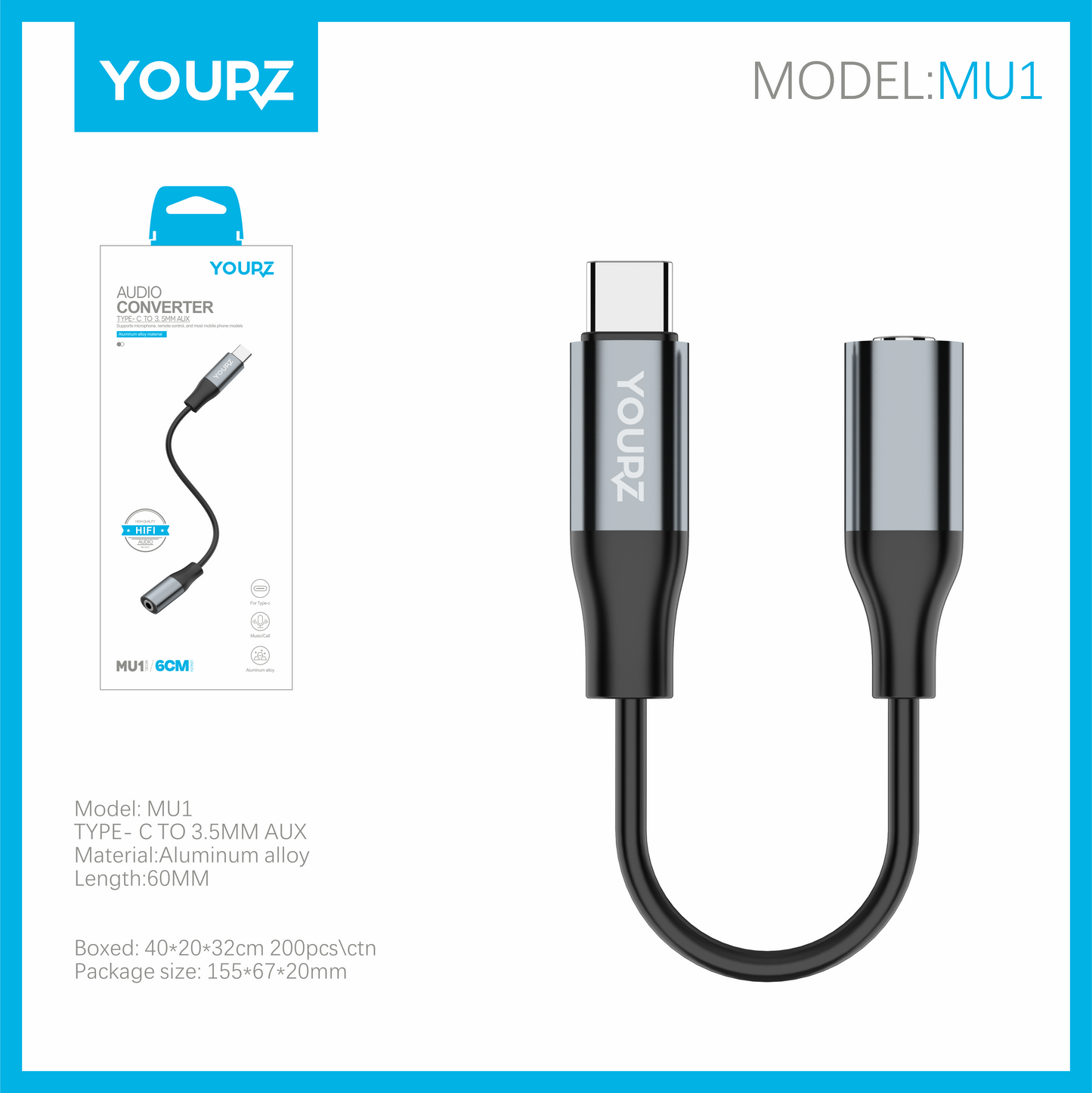 Adaptador YOURZ Tipo C a 3.5MM