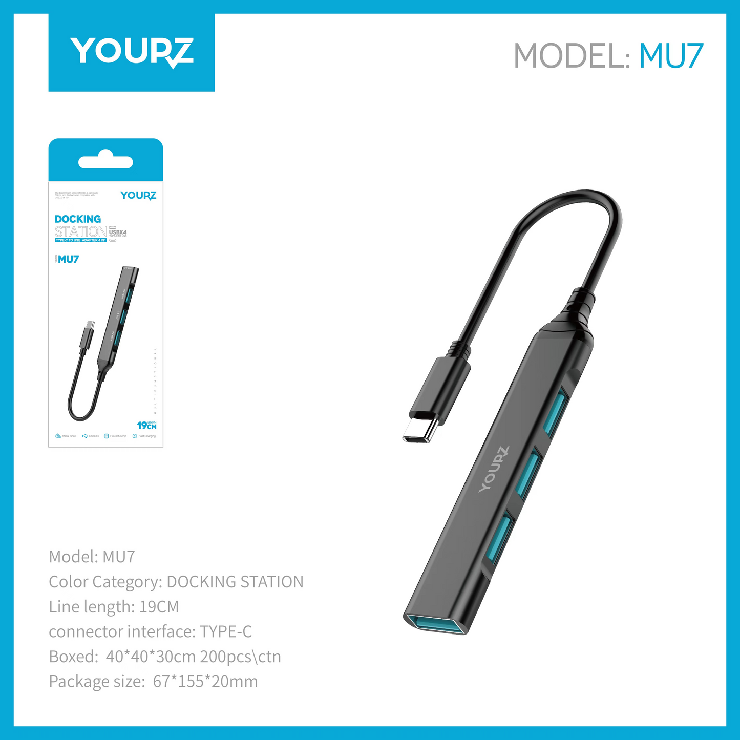 Hub USB 4 a 1 YOURZ