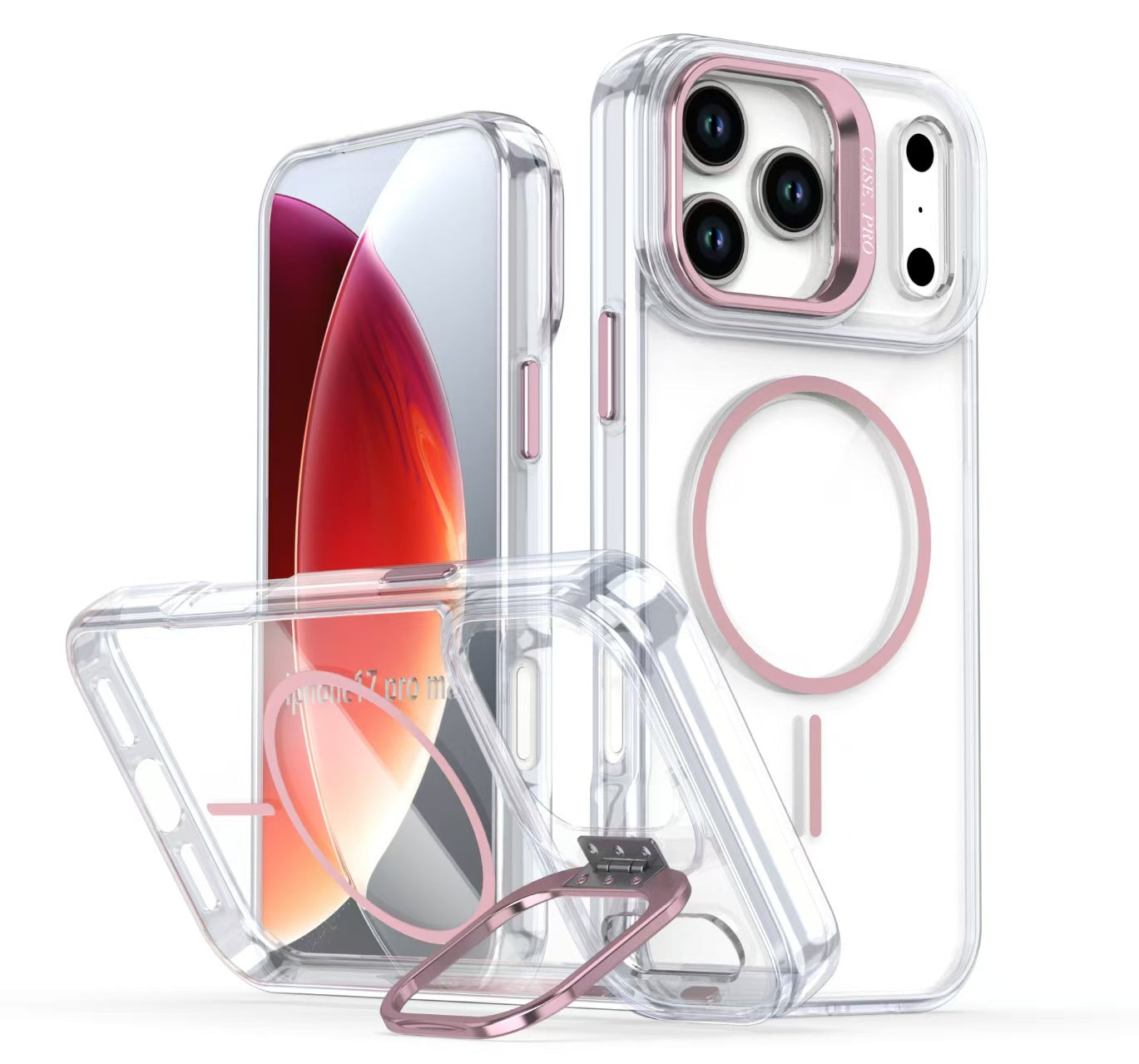 CASE CON PROTECTOR DE CAMARA, MAGSAFE Y SOPORTE  DE ALUMINIO- IPHONE