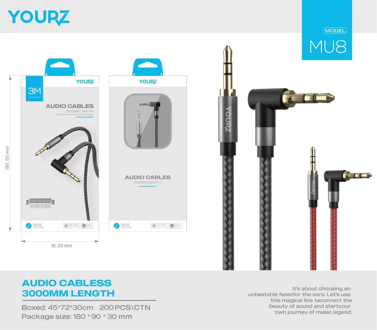 MU8- Cable AUX 3.5MM de 3M