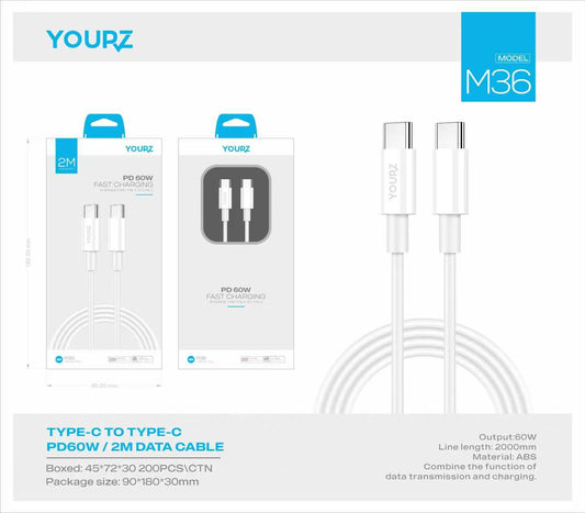 M36C- Cable 2m type C- type C yourz