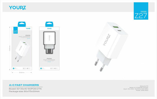 Z27- Yourz/ Ficha 20W  tipo C+USB