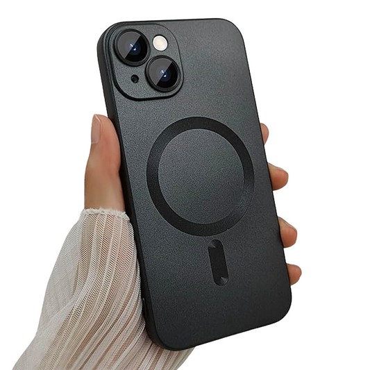 Protector simil metálico con protección de camara y Magsafe - iPhone